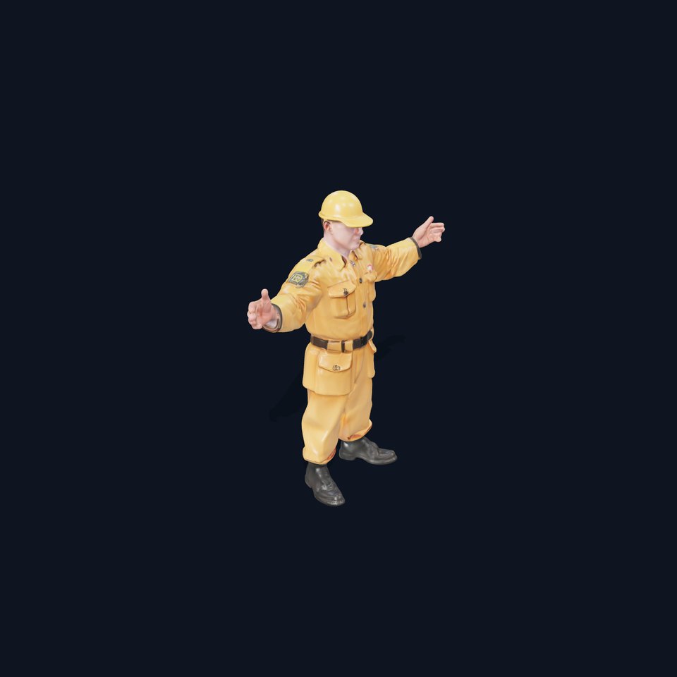 Rigged and Animated Construction Worker Character Model